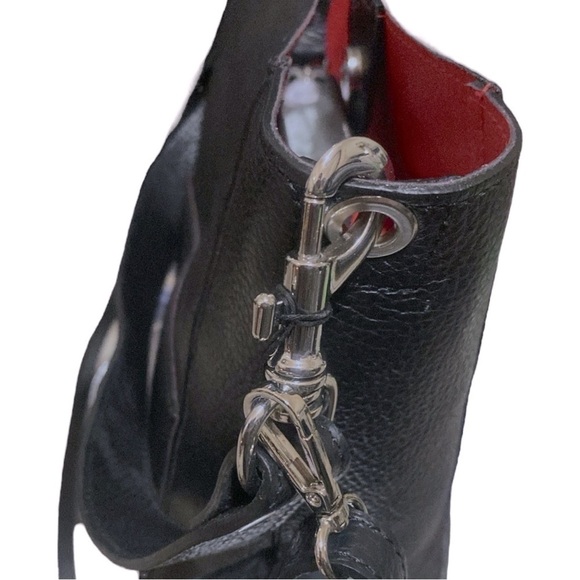 BORSE IN PELLE Leather Tote Shoulder Bag Black Removable Red P…Dark Lolita - Picture 12 of 13